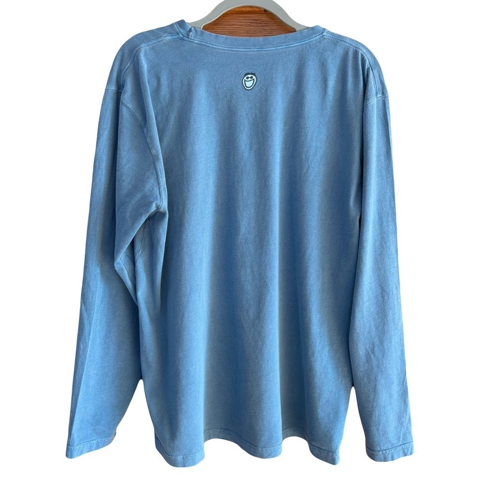 Life is Good blue snow man with shovel(guitar) long sleeve size large - Picture 2 of 7